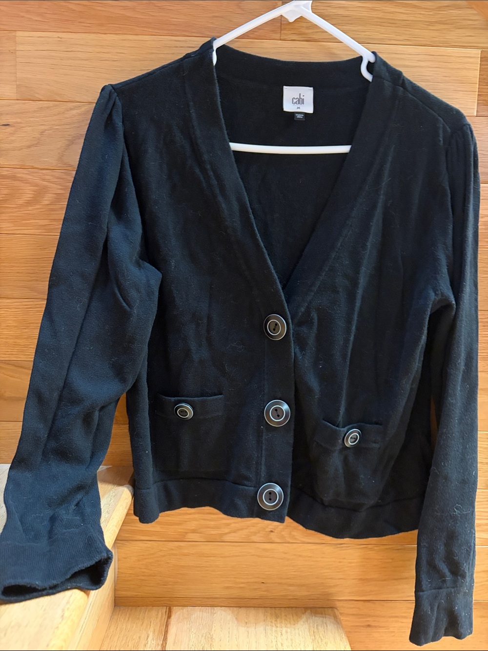 CAbi Black Button-Front V-Neck Jacket
